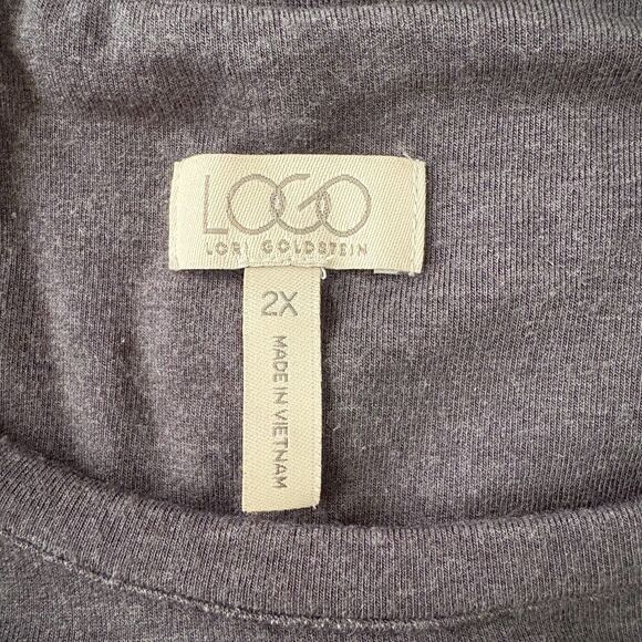 LOGO Lori‎ Goldstein Asymmetric Sweatshirt Tunic Gray Loungewear Plus Size 2X - Picture 3 of 4